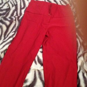 High waist red pants