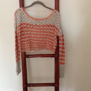 Free People Cropped Crochet Sweater