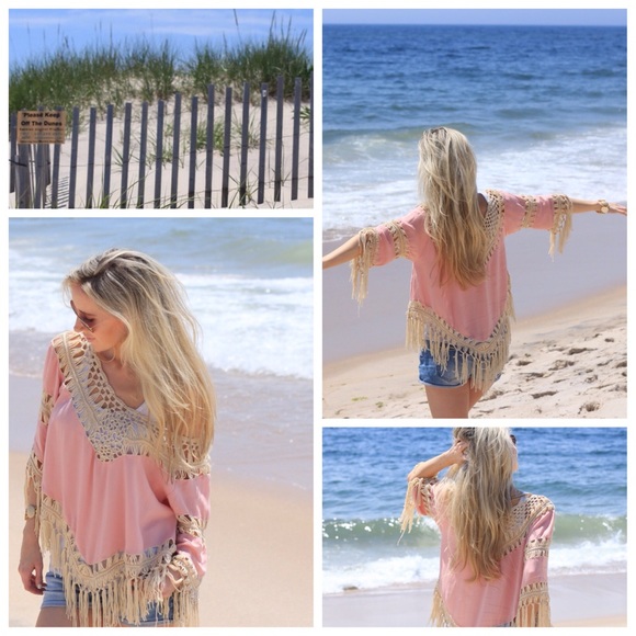 Pink Boho Crochet Fringe Top *Last 1! - Picture 4 of 4