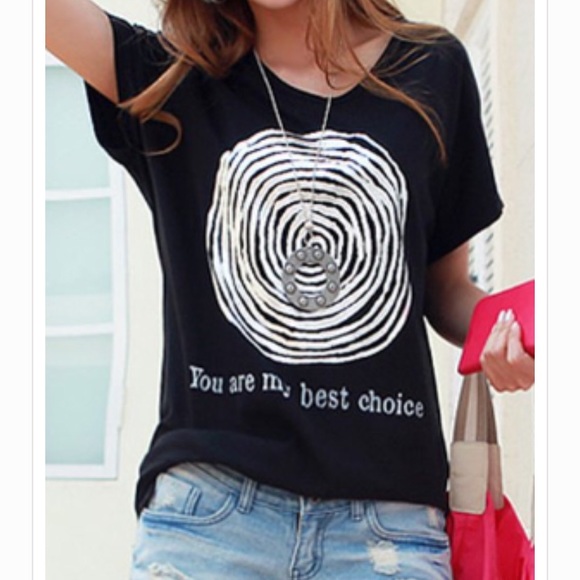 Tops - Short Sleeve Printed Asymmetrical T-Shirt