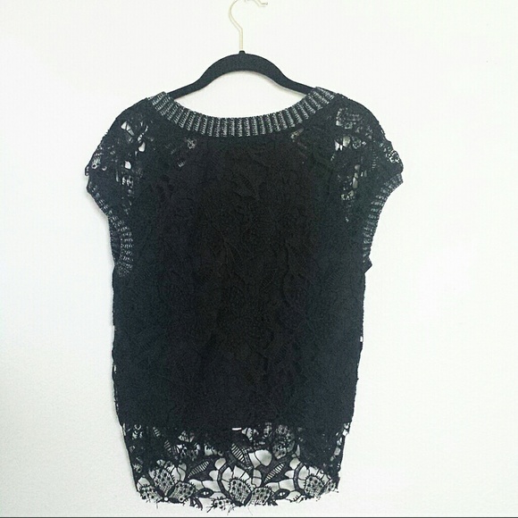 Zara Black Crochet Overlay Top - Picture 2 of 2