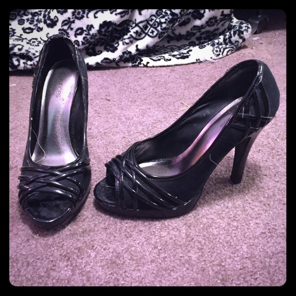 Maurice's open toe black high heels