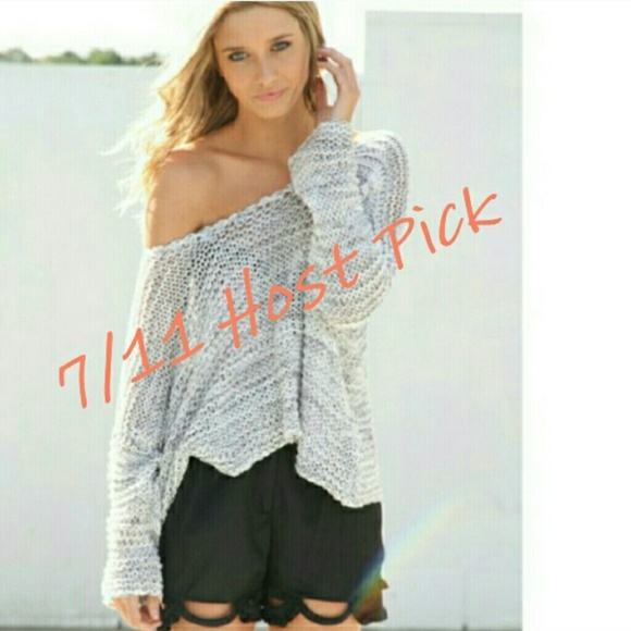 Sabo Skirt Tops - [•  •  HP •  •] SaboSkirt Gray Extreme Slouch Knit