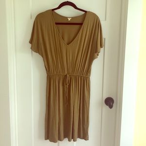 Olive green jersey knit dress