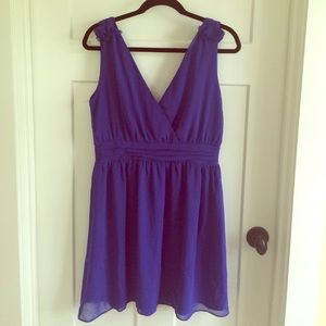 Royal blue sleeveless chiffon dress
