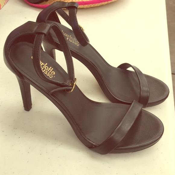 Black ankle strap heel.