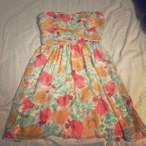 Strapless Floral Dress
