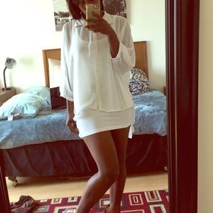 Long white half sleeve shirt