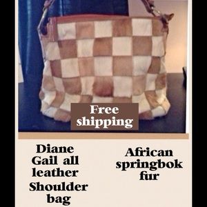 Diane Gail Springbok fur checker board handbag