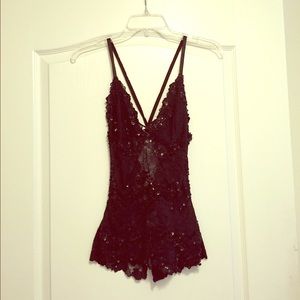 Sequined tank top with open back