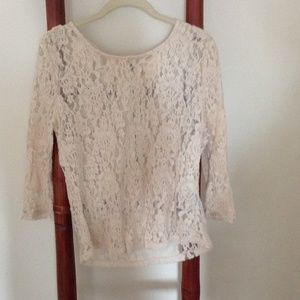 3/4 Sleeve cream lace top