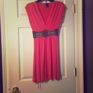 Pink V-Neck Dress