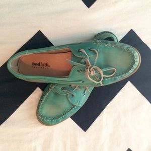 Bed Stü Aunt Bettie teal boat shoe/loafer