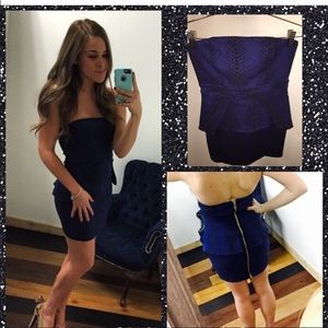 Royal blue snake print cocktail dress