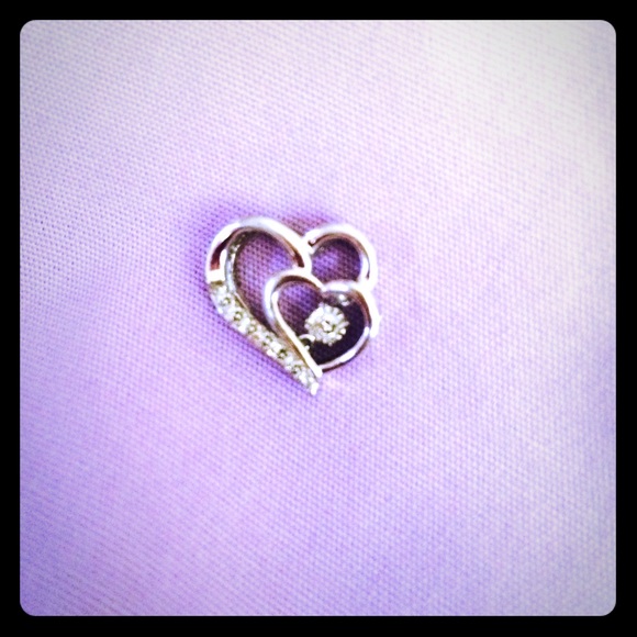 Double heart tilted sterling silver pendent only - Picture 1 of 1