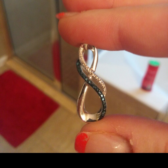 Zales blue and white diamond pendant