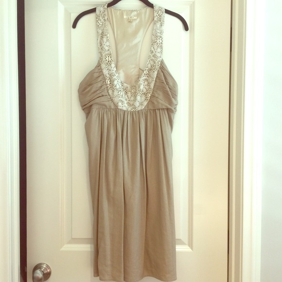 Anthropologie Molly NY tan crochet dress. Sz. 10