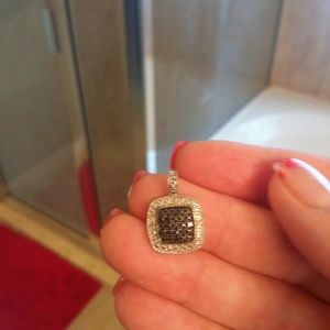 *Zales black n white pendant ster'll ing silver