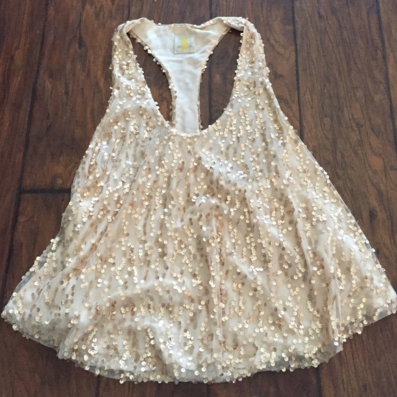 Gold sequin racer back tank top!