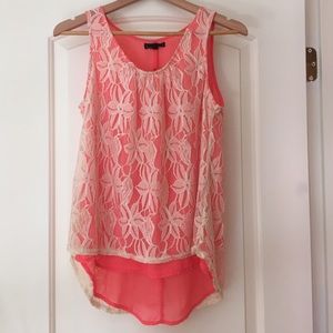Pear Size Medium Coral/White Top
