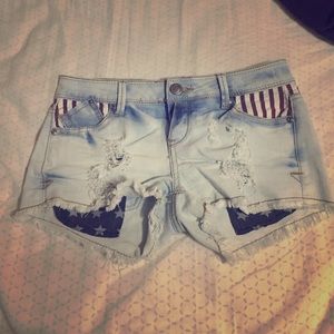 American Flag Distressed Shorts