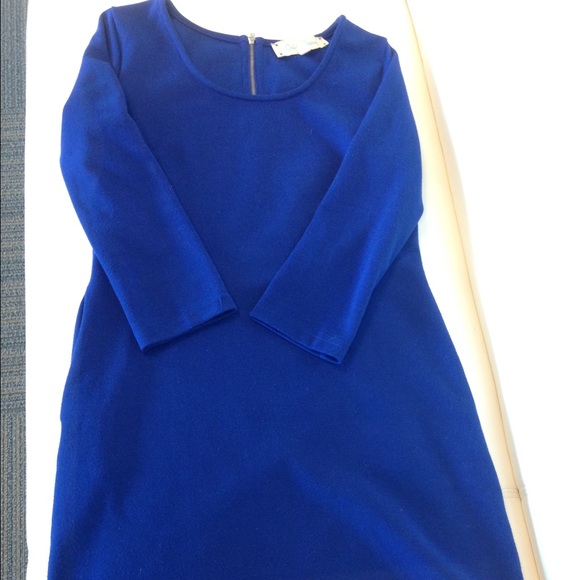 Blue 3/4 sleeve tunic dress with back zipper