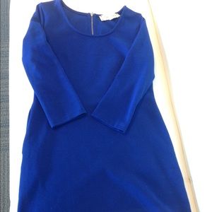 Blue 3/4 sleeve tunic dress with back zipper
