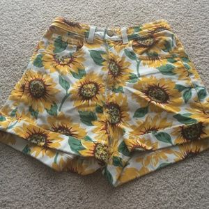 American Apparel sunflower high waisted shorts