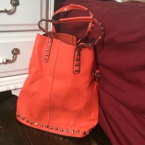 Orange studded tote