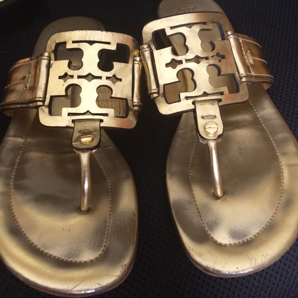 gold tory burch miller sandals