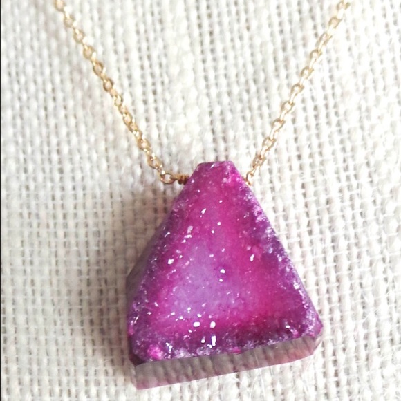 Dark Purple Natural Druzy Stone Necklace