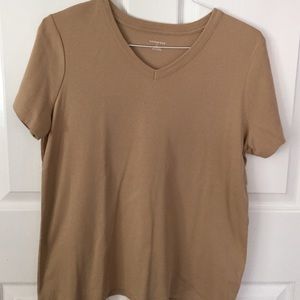 V neck cotton top. Tan. Worn only twice!