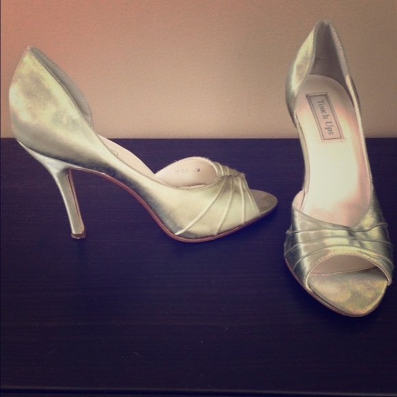 Sea Foam green satin peep toe heels