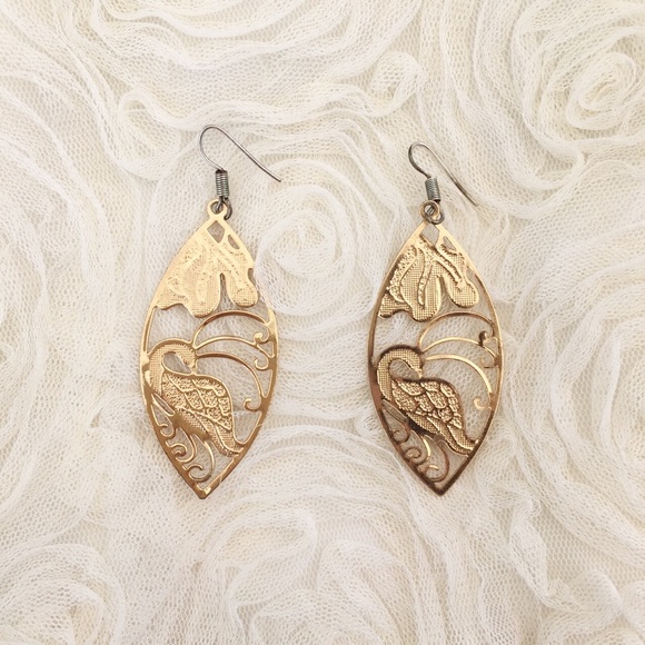 Gold Peacock Earrings