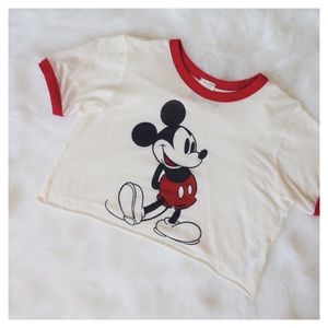 Brandy Melville | Mickey Mouse Cropped Tee