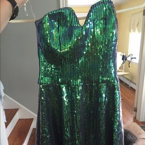 Green sequin dress