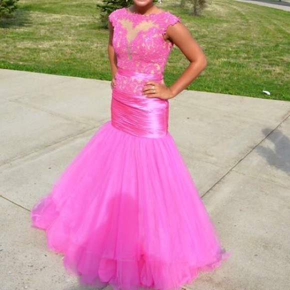 Candy pink Floral Sherri hill mermaid dress