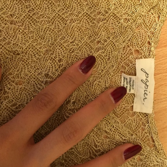 Sheer gold crocheted tank in size small. - Picture 3 of 3