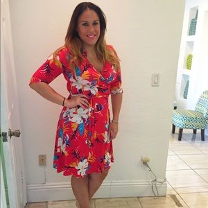 Red Palm wrap dress