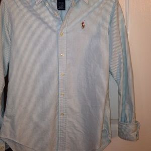Blue/white stripe Polo Oxford button-up