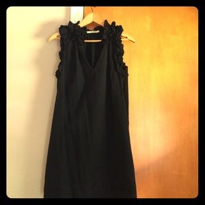 Black, sleeveless ruffle dress