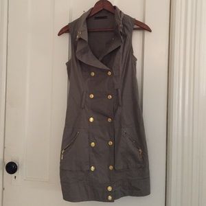 Long army green vest