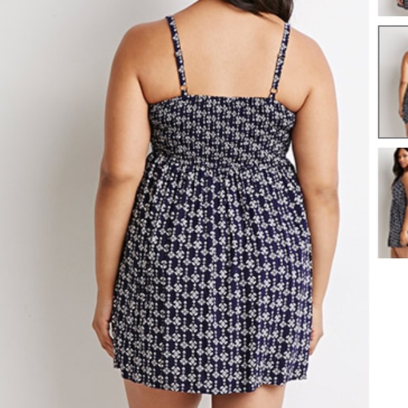 SOLD Navy and White Babydoll Dress - Picture 2 of 2