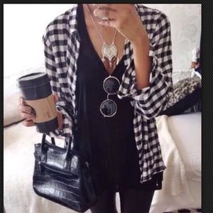 Vintage checker board B&W unisex flannel