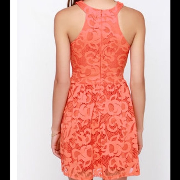🌺HP🌺 Coral Orange Lace Dress - Picture 2 of 4