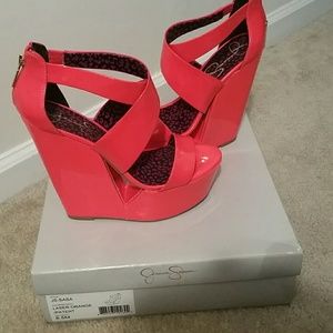 Wedge  orange shoes