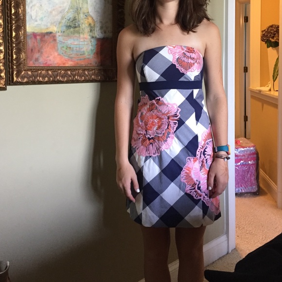 Lilly Pulitzer plaid strapless dress
