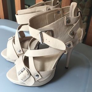 Cream colored leather heels