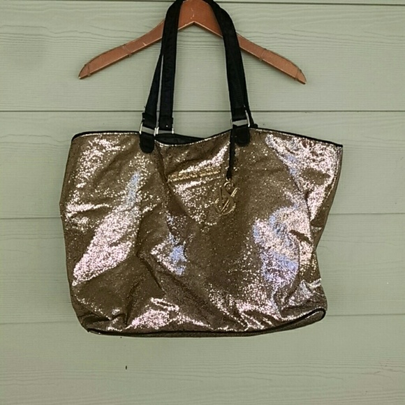Victoria's Secret Accessories - VICTORIAS SECRET gold glitter tote
