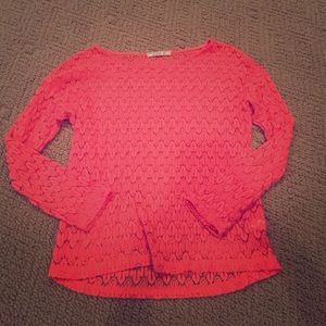 Coral crochet blouse